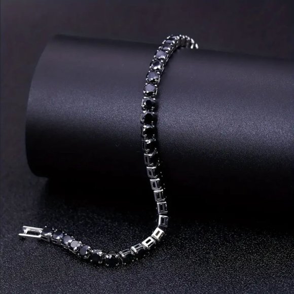 Solid Silver 1ct Black Onyx Womens Gemstone Tennis Bracelet Jewelry 7" 8" 1 ct - Picture 9 of 11